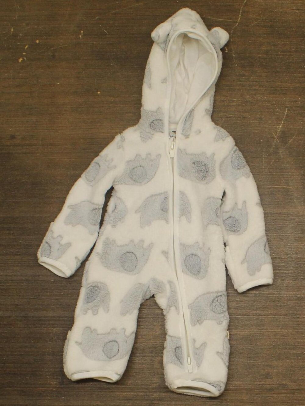 Huggies Baby Elephant Sherpa Coverall White / Gray Newborn